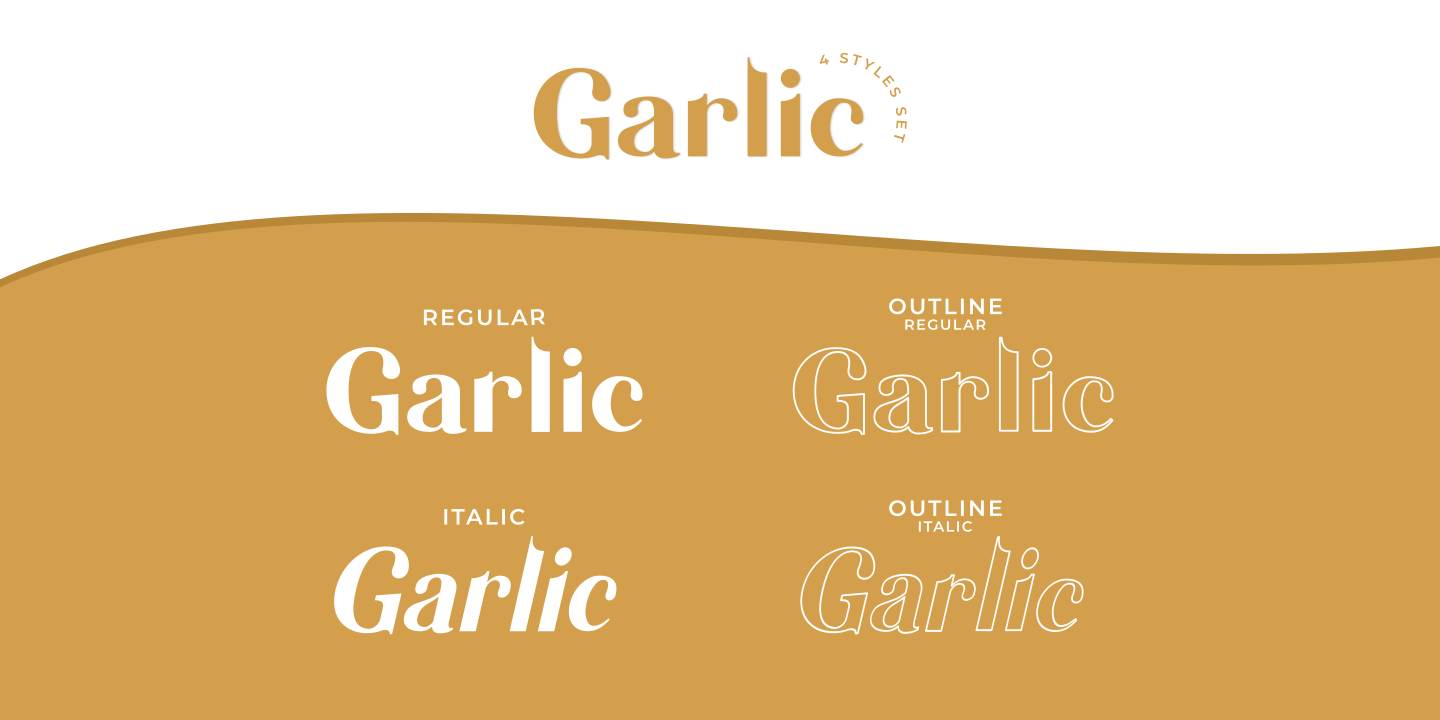 Ejemplo de fuente Garlic Outline Regular